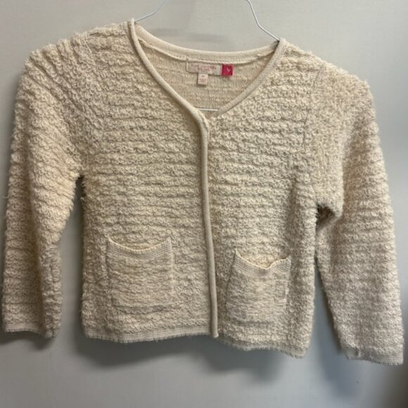 Pink Chicken Girls Ivory Fluffly Sweater Cardigan Size 8Y - Picture 1 of 5